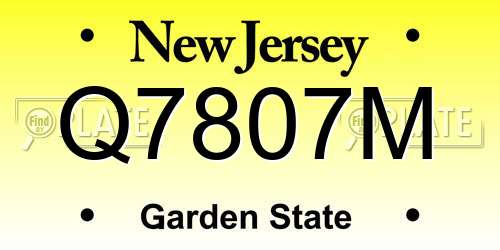 Q7807M New Jersey License Plate