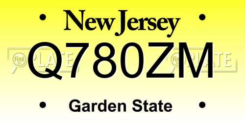 Q780ZM New Jersey License Plate