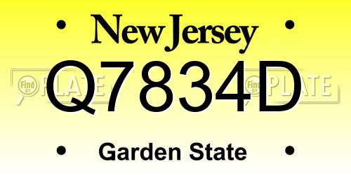 Q7834D New Jersey License Plate