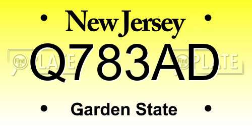 Q783AD New Jersey License Plate