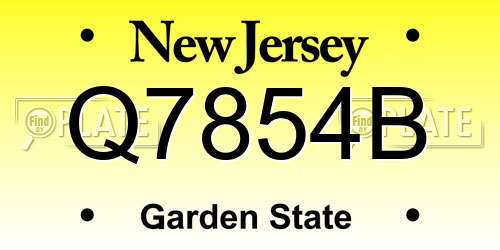 Q7854B New Jersey License Plate
