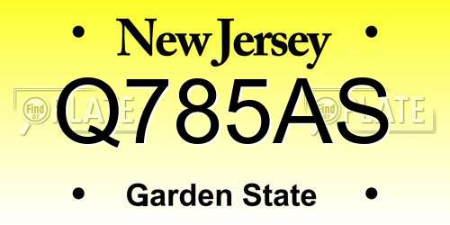 Q785AS New Jersey License Plate
