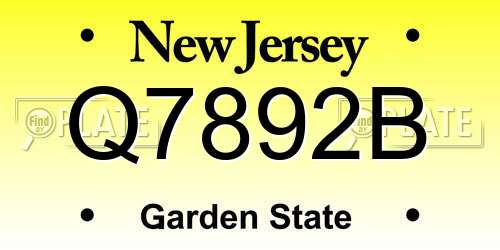Q7892B New Jersey License Plate