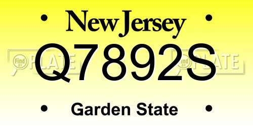 Q7892S New Jersey License Plate