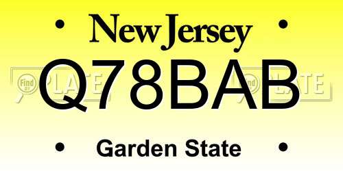 Q78BAB New Jersey License Plate