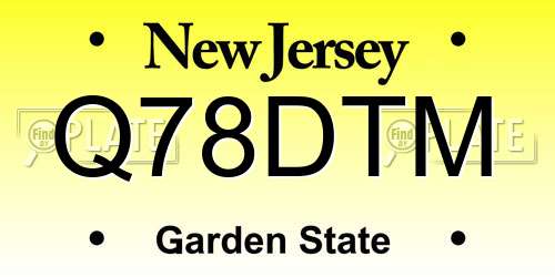 Q78DTM New Jersey License Plate