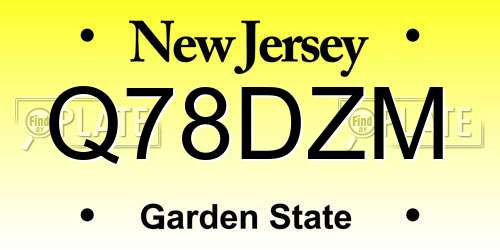 Q78DZM New Jersey License Plate
