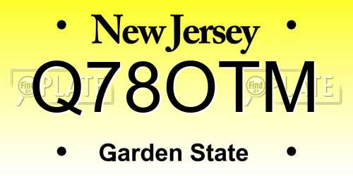 Q78OTM New Jersey License Plate