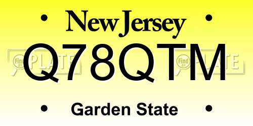 Q78QTM New Jersey License Plate