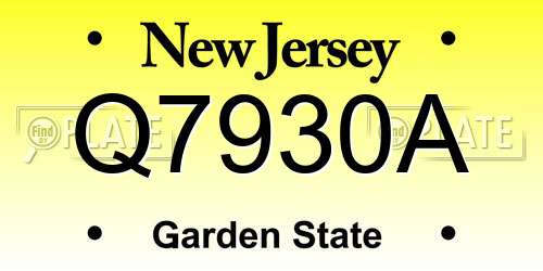 Q7930A New Jersey License Plate