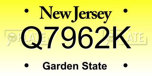 Q7962K New Jersey License Plate