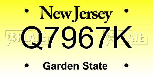 Q7967K New Jersey License Plate