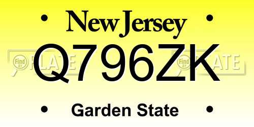 Q796ZK New Jersey License Plate