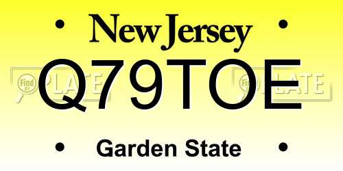 Q79TOE New Jersey License Plate