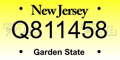 Q811458 New Jersey License Plate