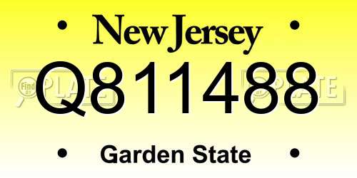 Q811488 New Jersey License Plate