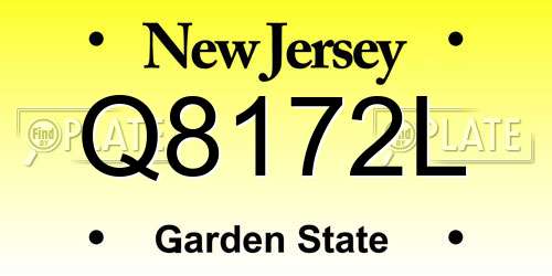 Q8172L New Jersey License Plate