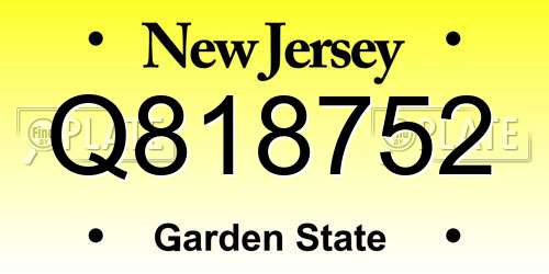 Q818752 New Jersey License Plate