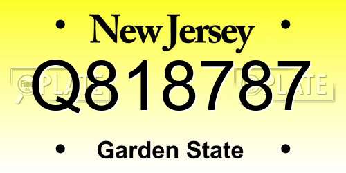Q818787 New Jersey License Plate