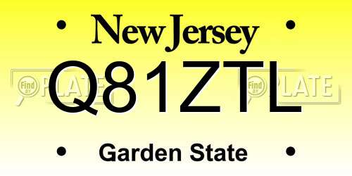Q81ZTL New Jersey License Plate