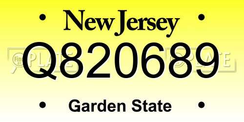 Q820689 New Jersey License Plate