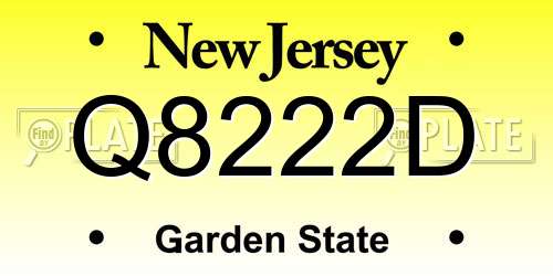 Q8222D New Jersey License Plate