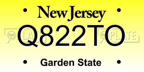 Q822TO New Jersey License Plate