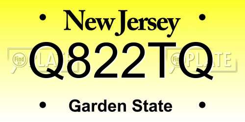 Q822TQ New Jersey License Plate