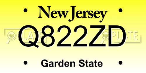 Q822ZD New Jersey License Plate
