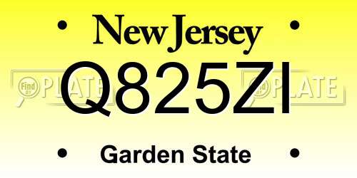 Q825ZI New Jersey License Plate