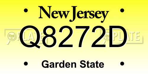 Q8272D New Jersey License Plate