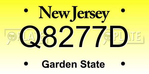 Q8277D New Jersey License Plate