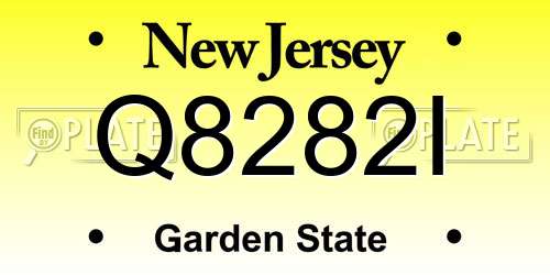 Q8282I New Jersey License Plate