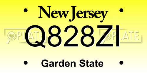 Q828ZI New Jersey License Plate