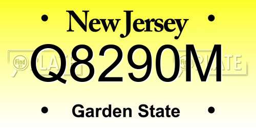 Q8290M New Jersey License Plate