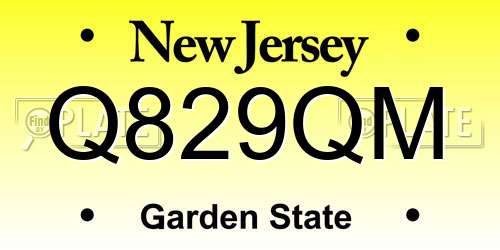 Q829QM New Jersey License Plate