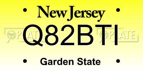 Q82BTI New Jersey License Plate