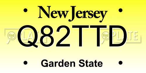 Q82TTD New Jersey License Plate