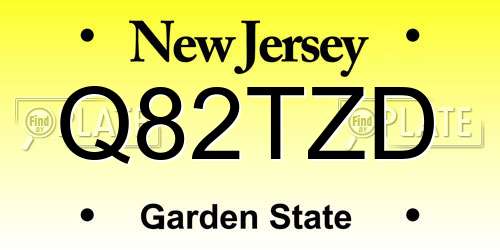 Q82TZD New Jersey License Plate