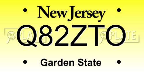 Q82ZTO New Jersey License Plate