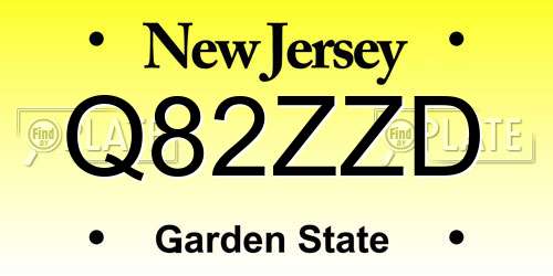 Q82ZZD New Jersey License Plate
