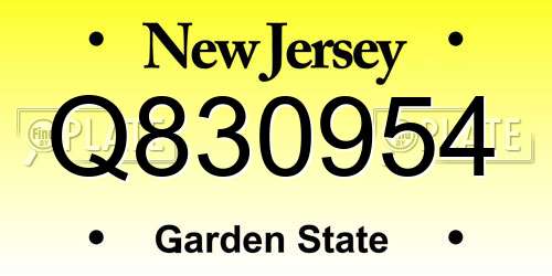 Q830954 New Jersey License Plate