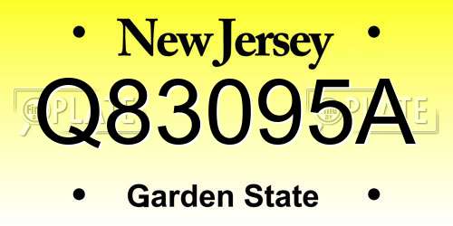Q83095A New Jersey License Plate