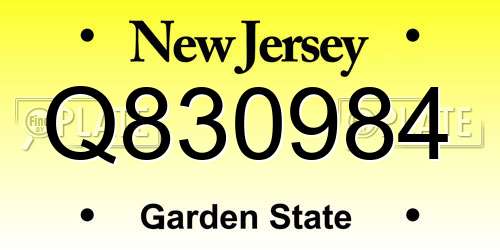 Q830984 New Jersey License Plate