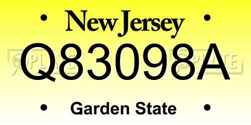 Q83098A New Jersey License Plate