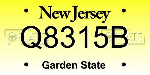 Q8315B New Jersey License Plate