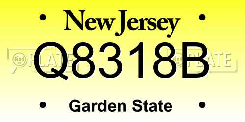 Q8318B New Jersey License Plate