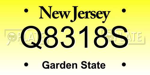 Q8318S New Jersey License Plate