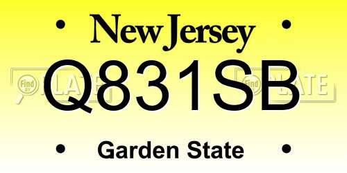 Q831SB New Jersey License Plate