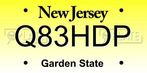 Q83HDP New Jersey License Plate